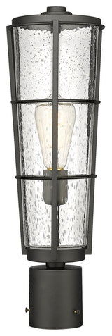 Zlite 591PHB-BK 1-Light Outdoor Post Mount Fixture, Clear Seedy