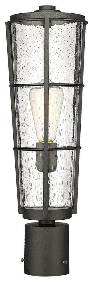 Zlite 591PHB-BK 1-Light Outdoor Post Mount Fixture, Clear Seedy