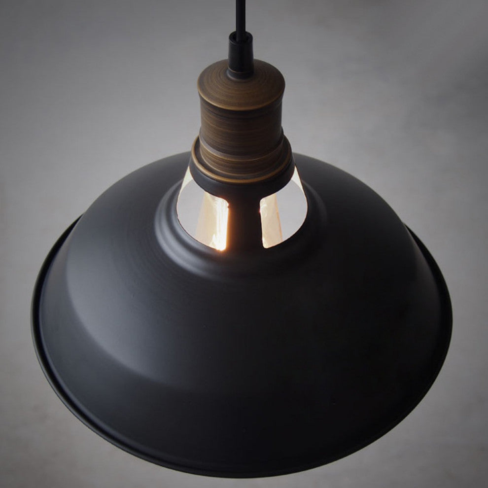 Florence Black Barn Pendant Light Loft Fixture, 15.35", 1-Pack
