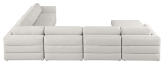 Beckham Linen Textured Fabric 7-Piece Modular U-Shaped Sectional, Beige