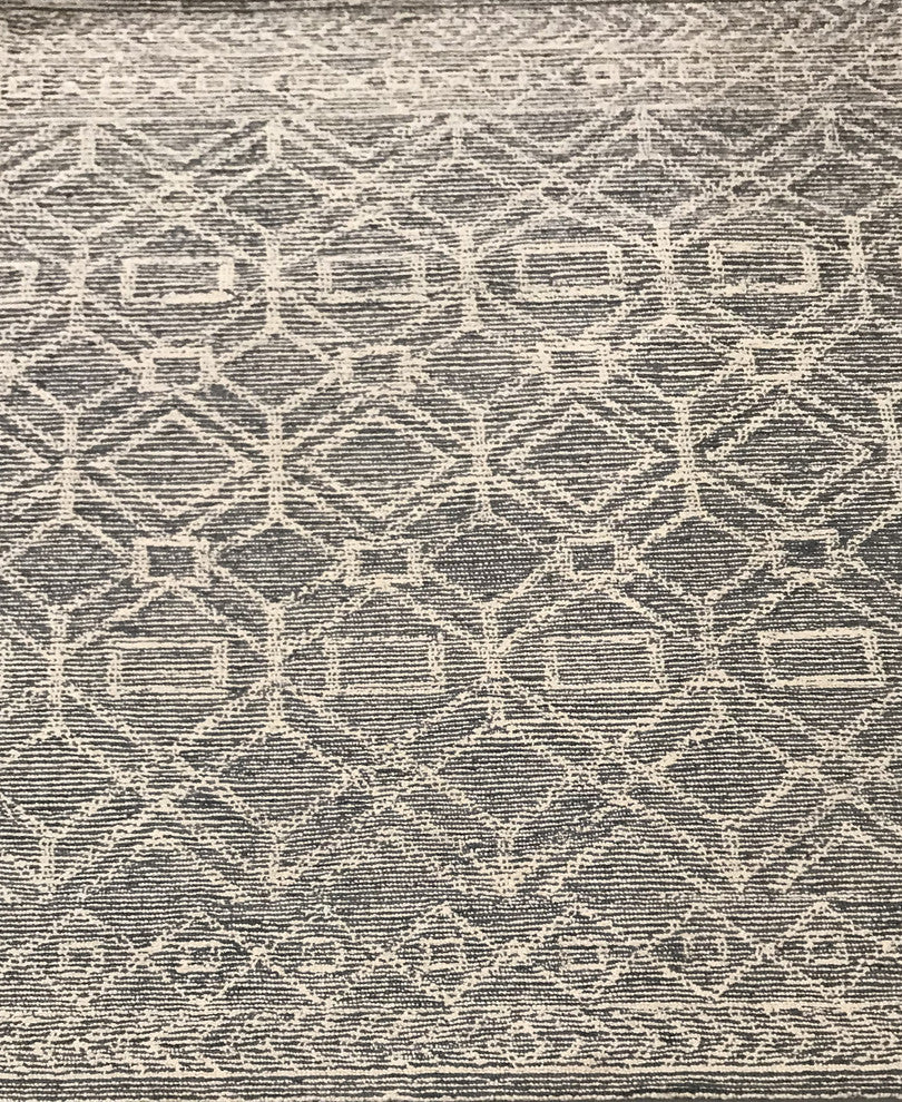 Gina Hand-Tufted Contemporary Rug, Blue/White, Rectangular 5'x7'6