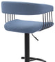 Calista Adjustable Bar Stool, Blue Fabric With Black Metal, Blue