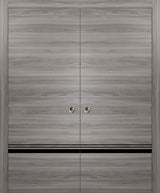 French Double Pocket Doors 84x84 | Planum 0012 Grey Matte | Kit Trims Rail
