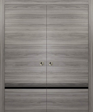 French Double Pocket Doors 84x84 | Planum 0012 Grey Matte | Kit Trims Rail
