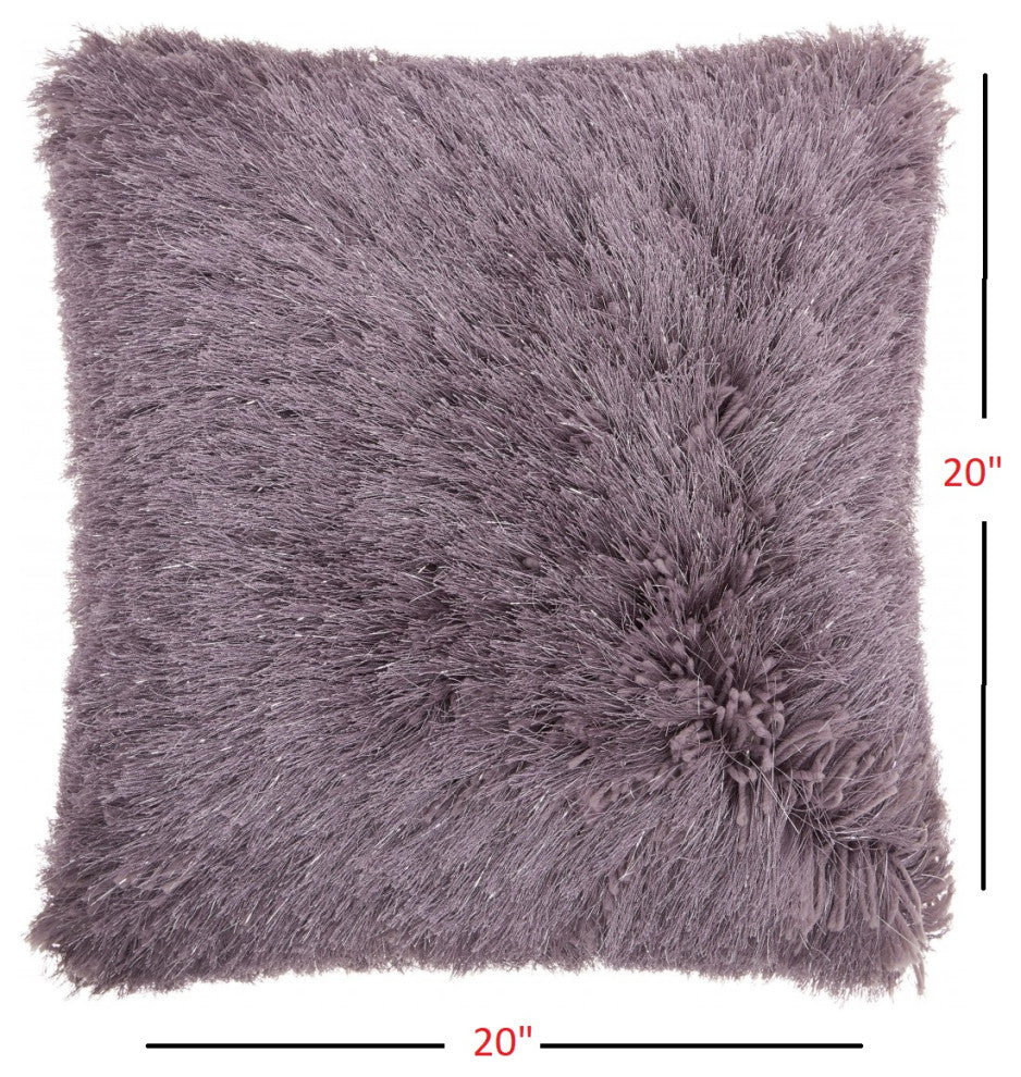 Plush Lavendar Shag Accent Throw Pillow