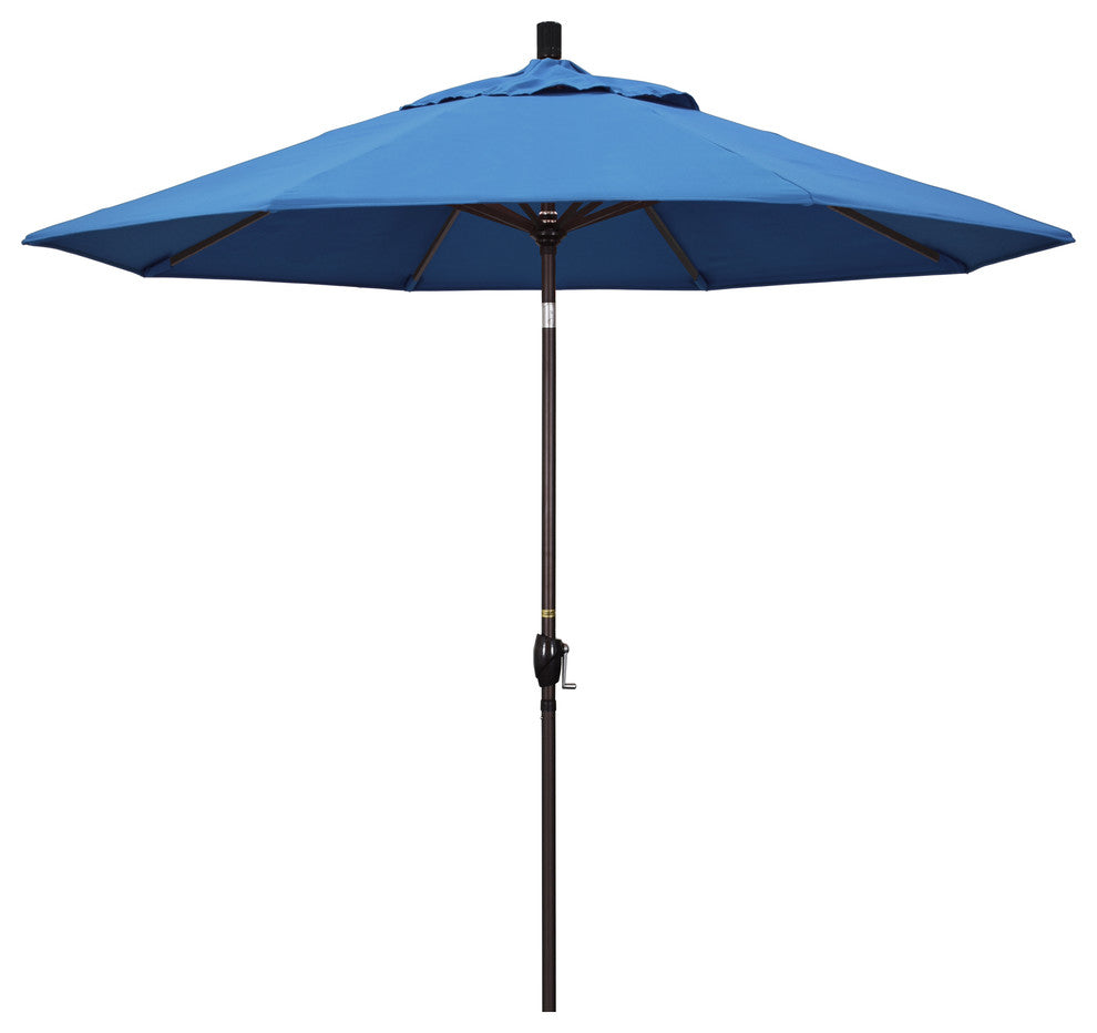 9' Bronze Push-Button Tilt Crank Aluminum Umbrella, Capri Pacifica