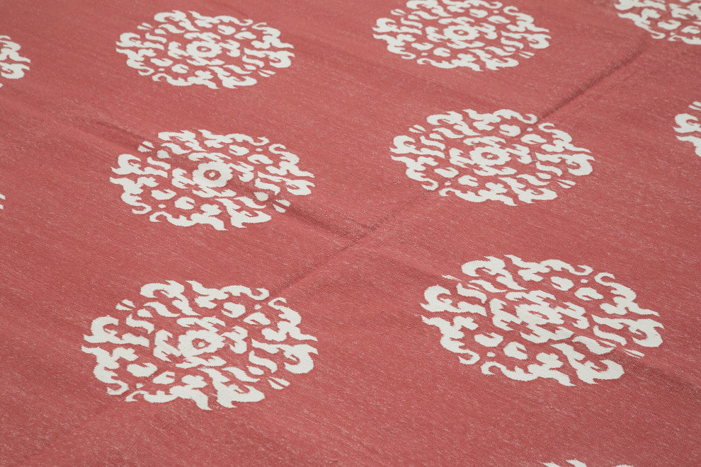 Rug N Carpet - Handmade Wool 9' 1'' x 11' 10'' Modern Design Dhurrie Kilim Rug