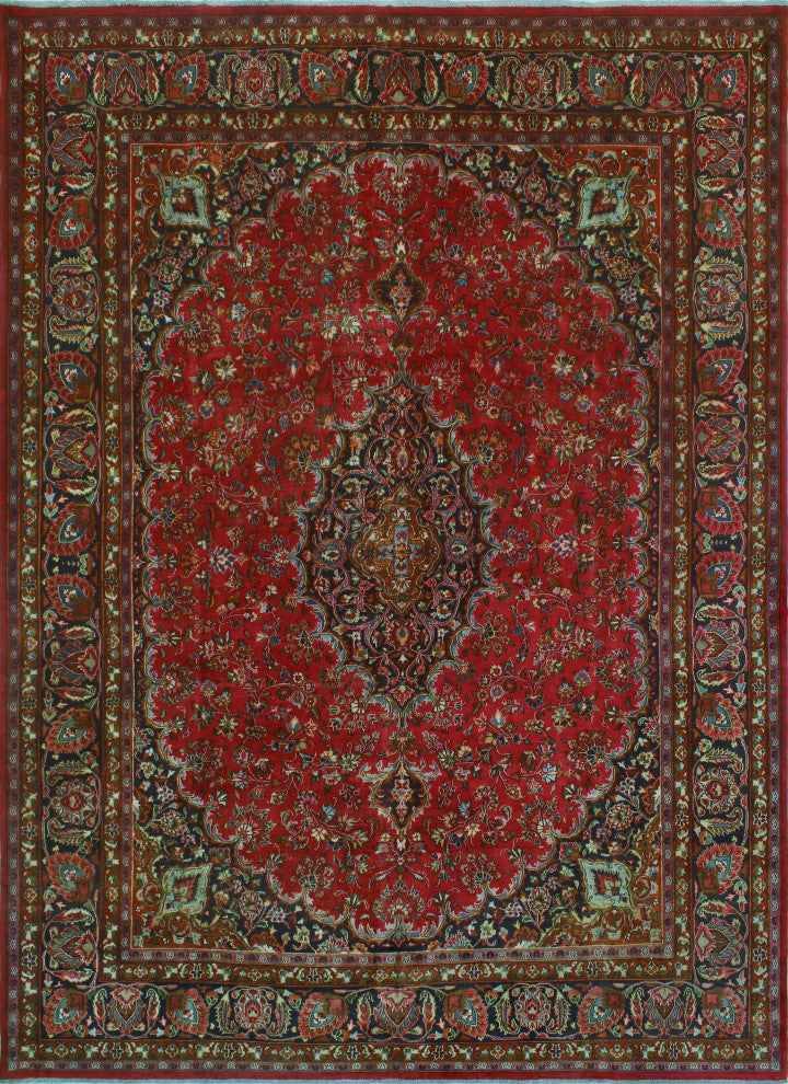 Fine Vintage Distressed Kahan Red/Charcoal Rug, 9'6 x 13'0