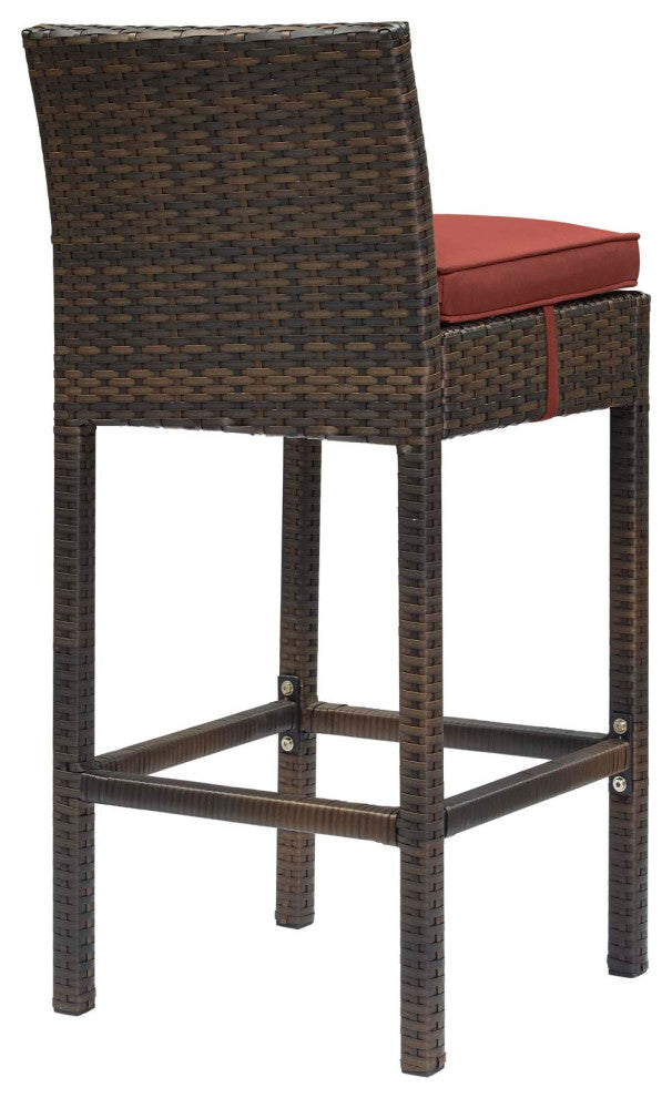 Brown Currant Conduit Bar Stool Outdoor Patio Wicker Rattan Set of 4