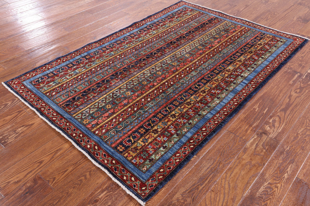 4' 0" X 6' 0" Persian Gabbeh Shall Hand-Knotted Rug Q5064