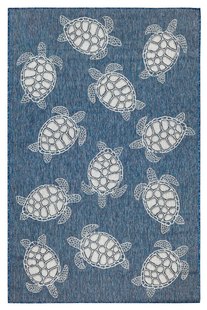 Carmel Seaturtles Indoor/Outdoor Rug, Navy, 6'6"x9'3"
