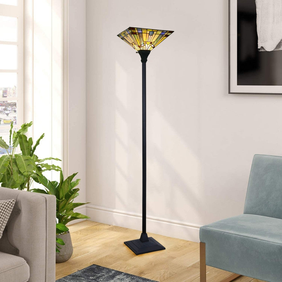 Chloe Lighting Kinsey Tiffany-Style Blackish Bronze 1- Floor Lamp 14" Shade