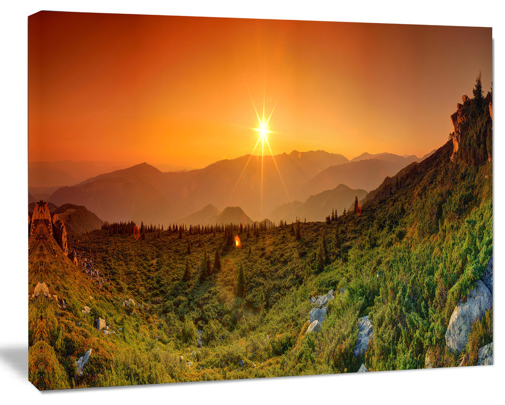 Summer in Mountains Panorama, Oversized Abstract Canvas Art Print, 60x40