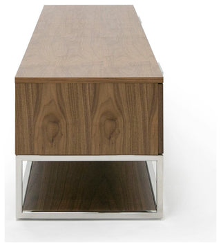 Modrest Heloise Modern Walnut and Stainless Steel TV Stand