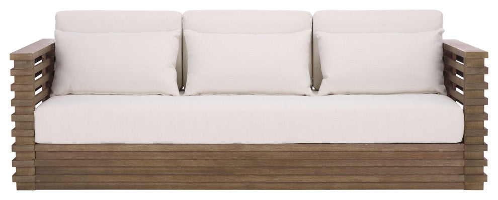 Safavieh Couture Indoor-Outdoor Tortuga Patio Sofa, Natural/White