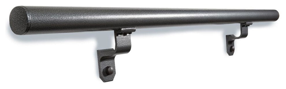 Aluminum 6' Exterior ADA Handrail Kit Includes 2 Wall Brackets, Silver Vein