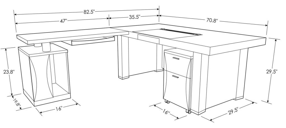 Pierce Black Oak Desk With Storage, Right