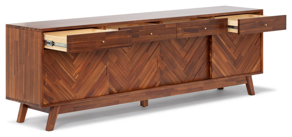 Herringbone High TV Stand, Walnut