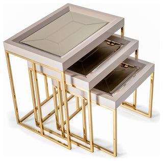 Carmela Nesting Tables Set of 3 Shimmering Ivory