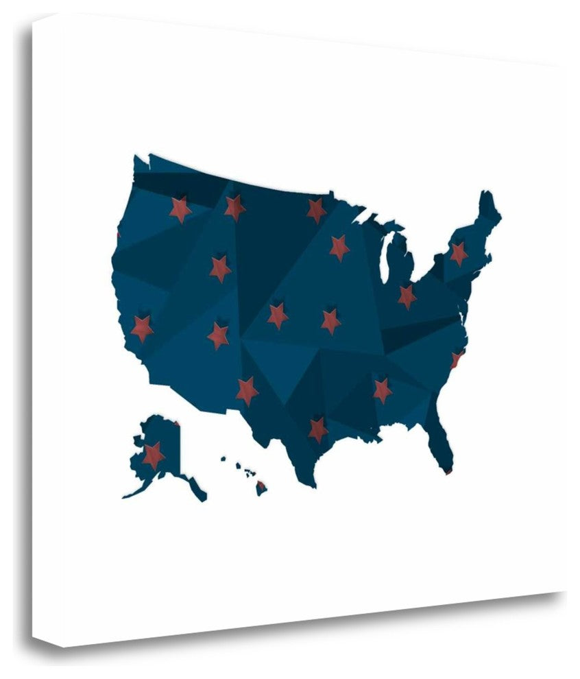 "America Blue Red Stars" By Tara Moss, Giclee Print on Gallery Wrap Canvas
