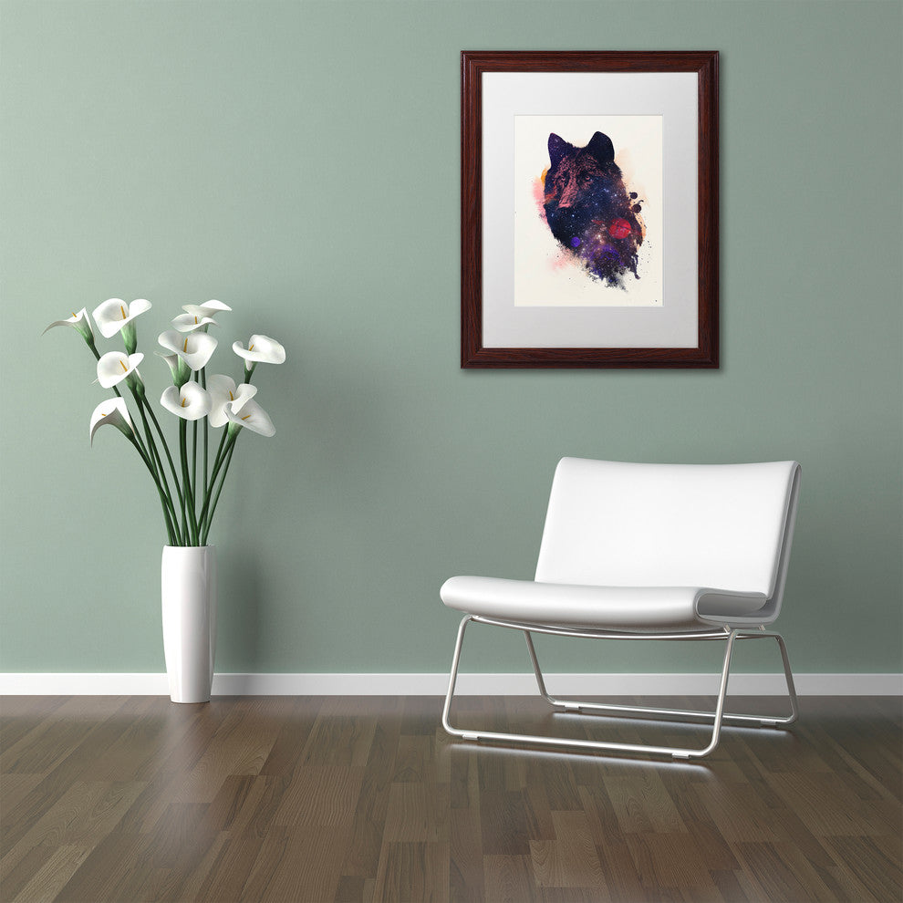Robert Farkas 'Universal Wolf' Art, Wood Frame, White Mat, 20x16