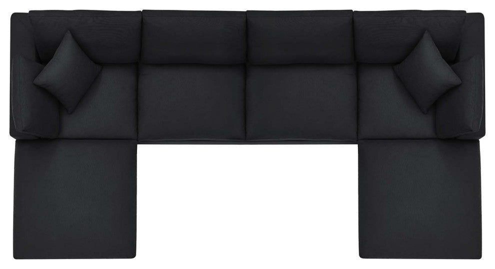 Modular Sectional Deep Sofa Set, Black, Fabric, Modern, Lounge Cafe Hospitality