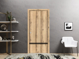 Bi-fold Doors 56 x 84 | Planum 0012 Oak with  | Sturdy Tracks