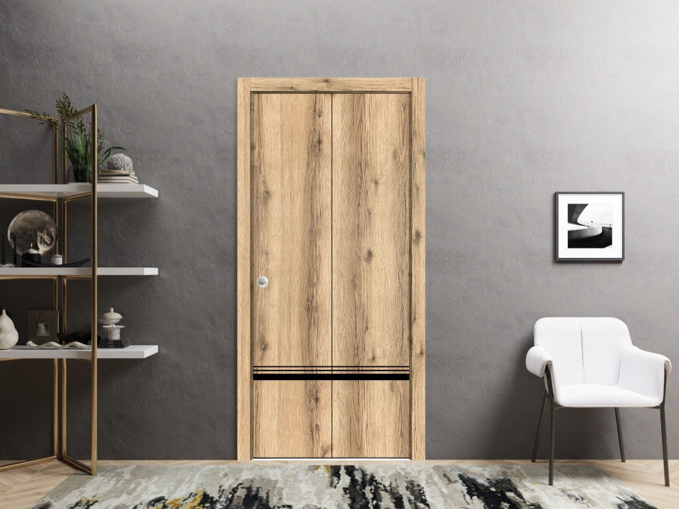 Bi-fold Doors 56 x 84 | Planum 0012 Oak with  | Sturdy Tracks