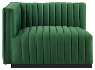 Conjure Channel Tufted Performance Velvet 4-Piece Sofa, Black Emerald