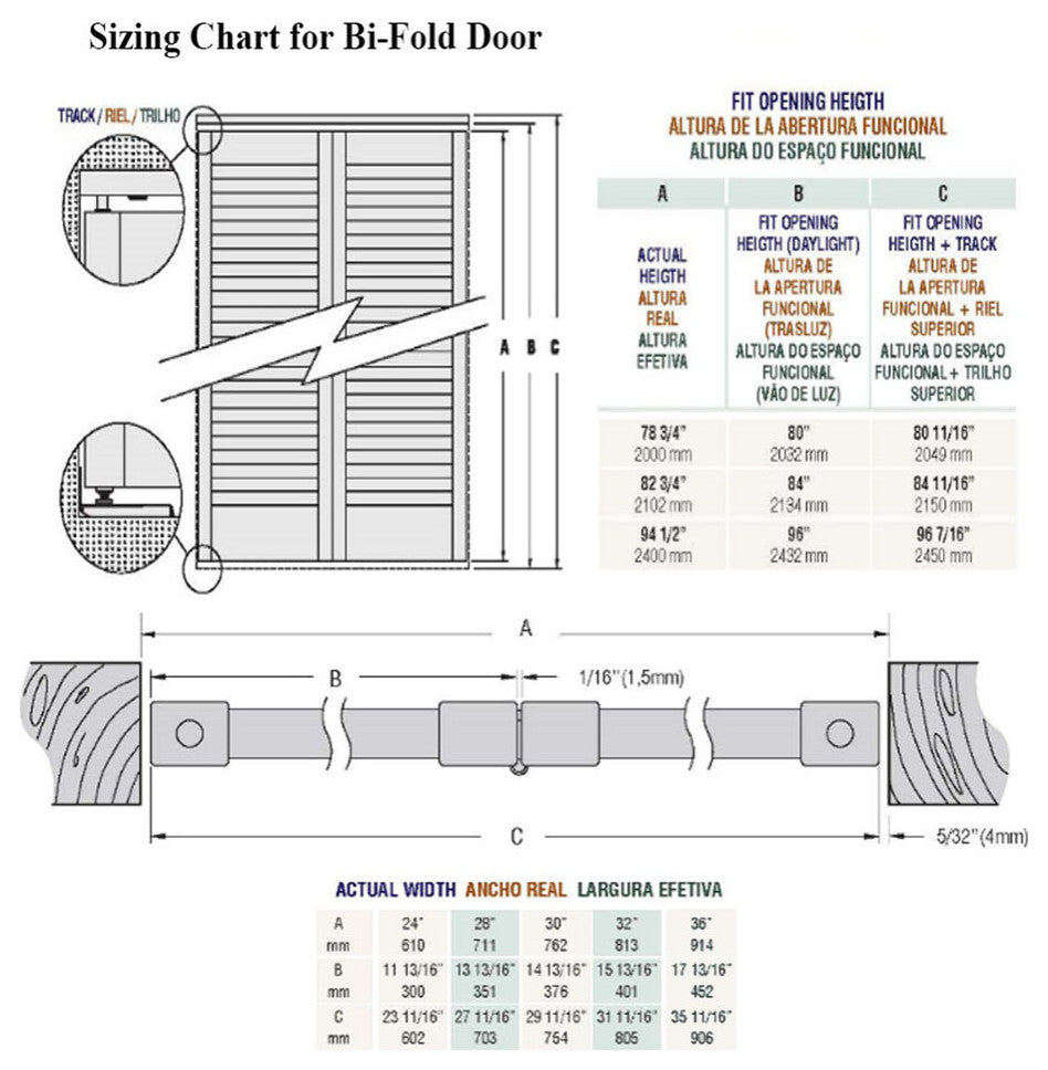 Bi-fold Door Plantation Louver-Louver Solid Core Unfinished 80"x28"