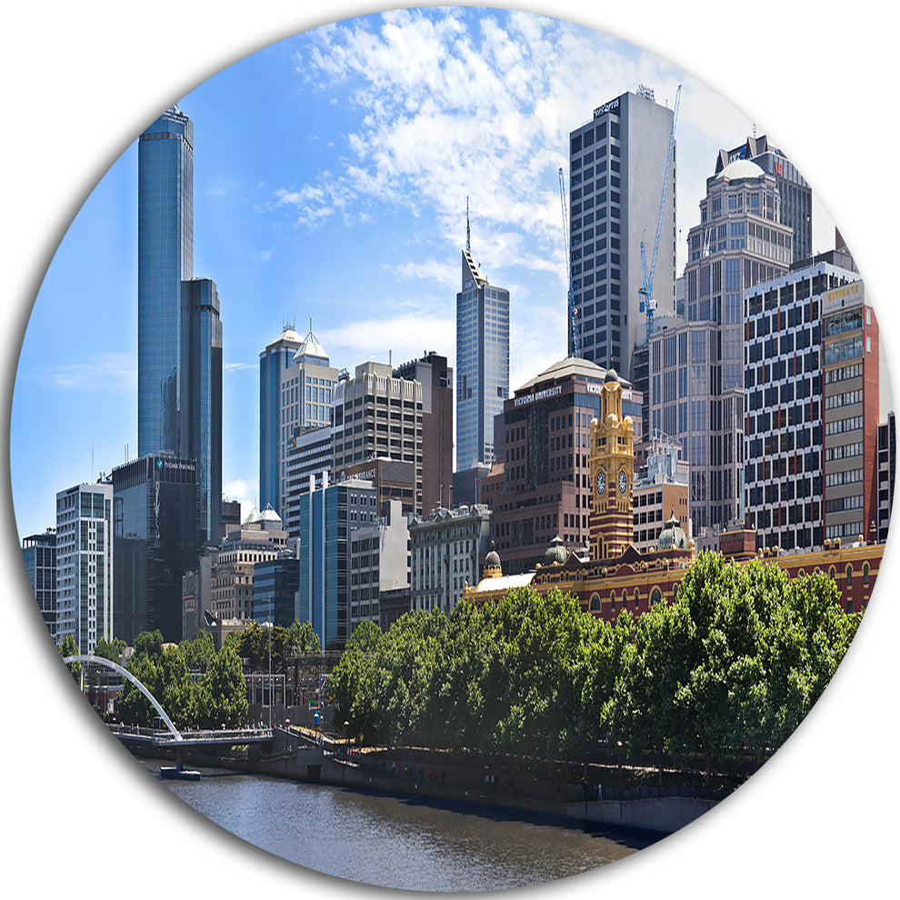 Melbourne City Victoria Cityscape, Photo Disc Metal Artwork, 38"