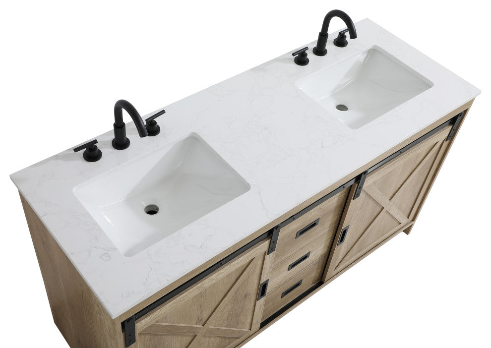 Home Living 60" Double Bathroom Vanity, Natural Oak