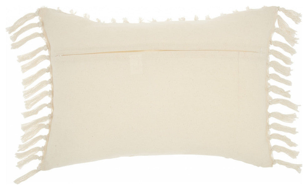 Tassel Detailed White Lumbar Pillow