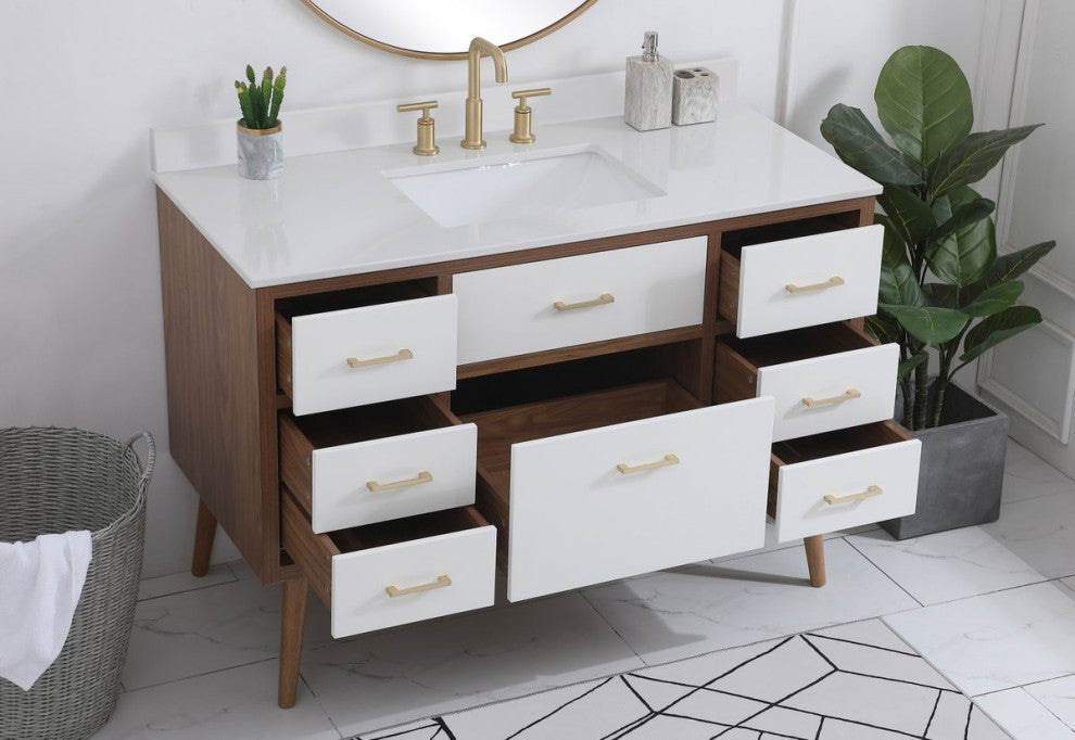 Bella 48" Bathroom Vanity, White With Backsplash