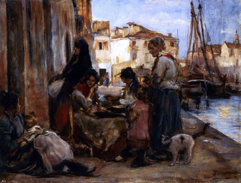 Alessandro Zezzos Chioggiotte Lundo il Pontile Gallery Wrapped Canvas Print