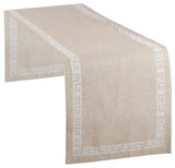 Calypso Stitched Greek Key Table Runner, White