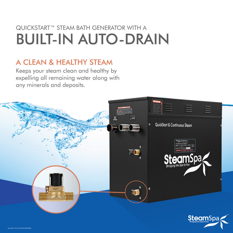10.5kW QuickStart Steam Bath Generator With Dual Aroma Pump, Matte Black