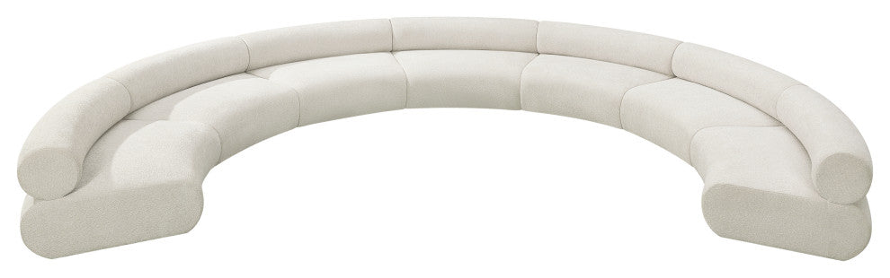 Bale Cream Chenille Fabric Modular Sofa, Cream, 7-Piece, Arc Shaped