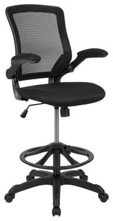 Mid-Back Mesh Ergonomic Drafting Chair With Adjustable Foot Ring, Black