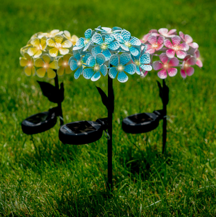 Solar LED Metal Flower Stake Lights, Blue