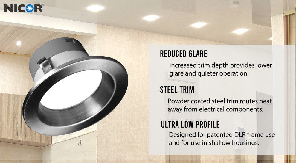 DLR(v6) Recessed LED Downlight, Nickel, Selectable Cct, 1 Pack