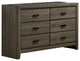 4 Drawers Wooden Dresser With Black Rectangular Pulls, Gray