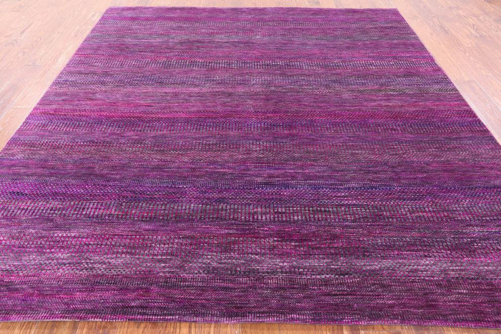 8' Square Super Savannah Gabbeh Hand Knotted Wool and Silk Rug Q6091