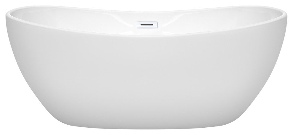 Rebecca 60 to 70" Freestanding Bathtub with options, Shiny White Trim, 60 Inch, No Faucet