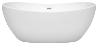 Rebecca 60" to 70" Freestanding Bathtub with options, Shiny White Trim, No Faucet