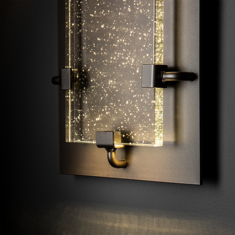 Ursa Small LED Outdoor Sconce, Coastal Dark Smoke Finish, Seeded Clear Glass
