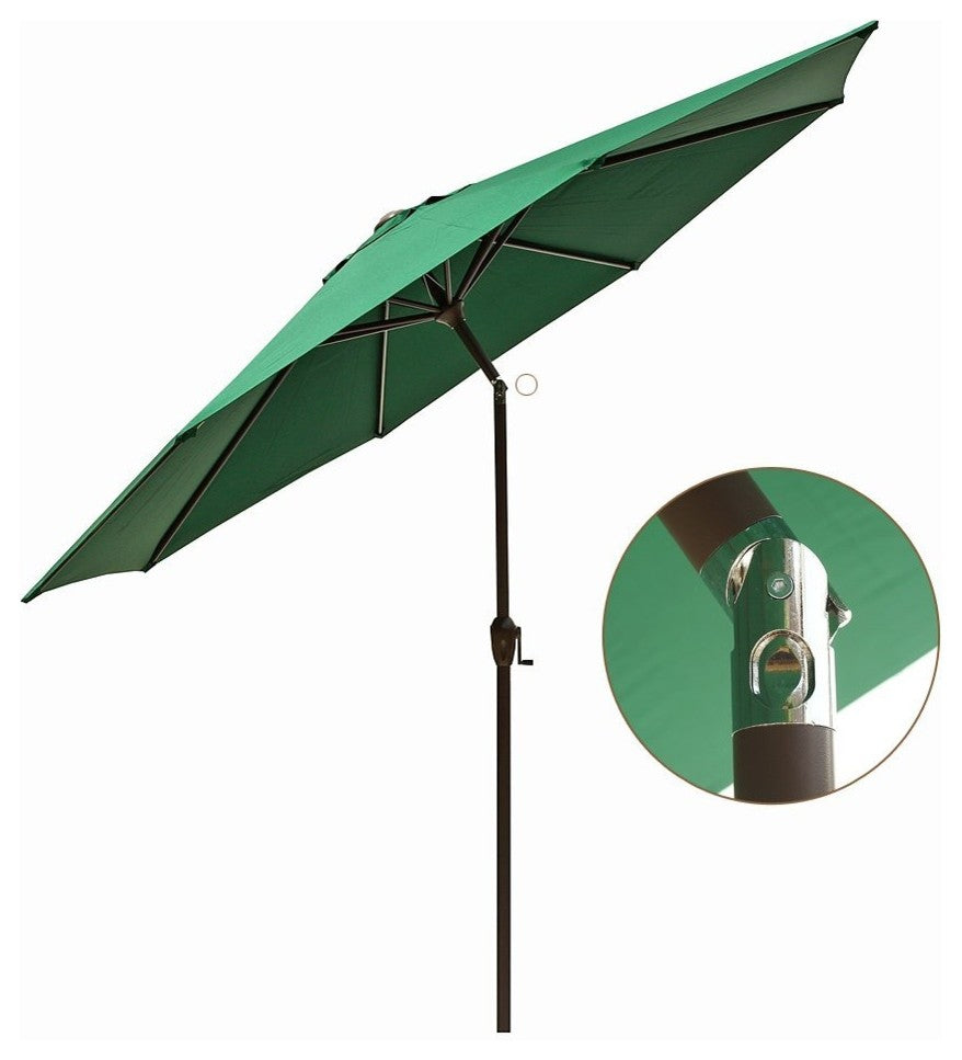 9' Outdoor Premium Vented Patio Umbrella with Crank Open, Forest Green