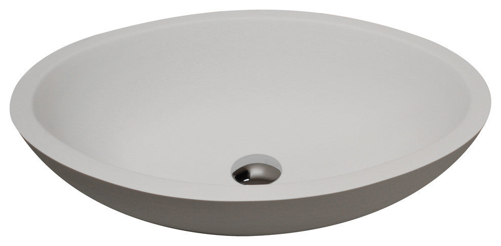 Maine 1-Piece Man Made Stone Sink, Matte White, Key Faucet, Brushed Nickel