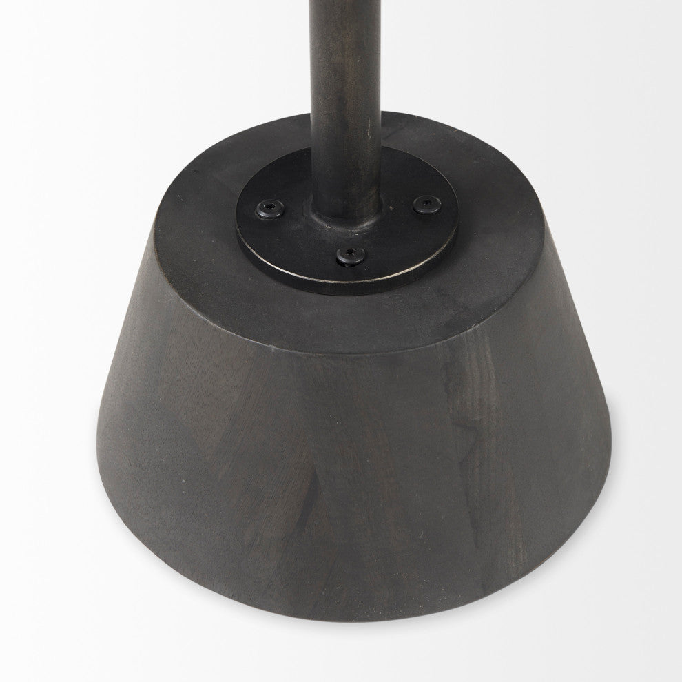 Maxwell 20" Round Dark Brown Wood With Black Metal Pedestal Side Table