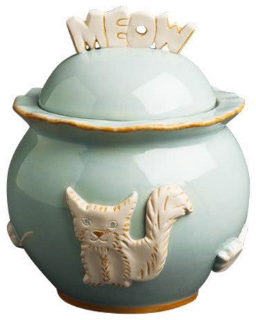 Cat Treat Jar, Sky Blue